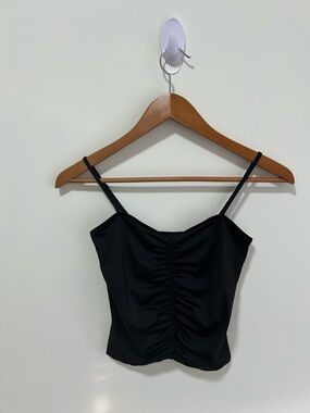 Aritzia TEN Black Ruched Cami Top